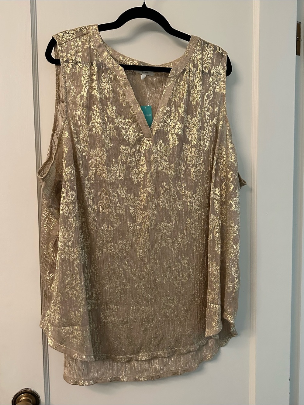 Maurices Gold Metallic Cold-Shoulder Blouse